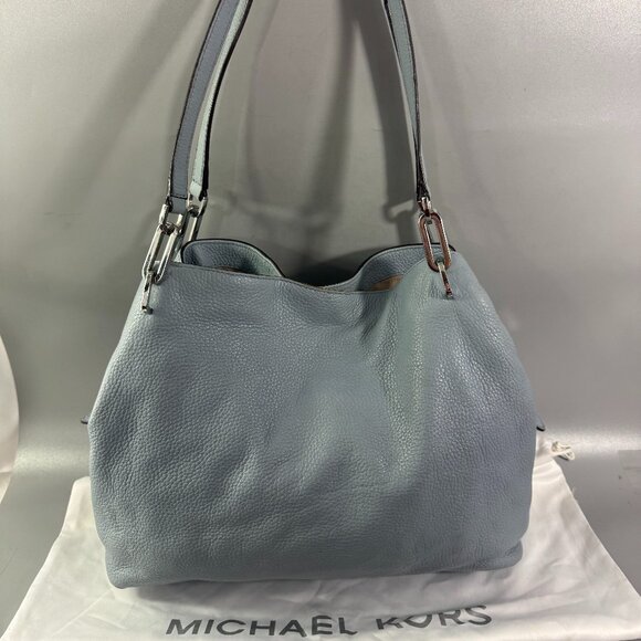 Michael Michael Kors Blue Leather Studded Shoulder Bag - Picture 5 of 14